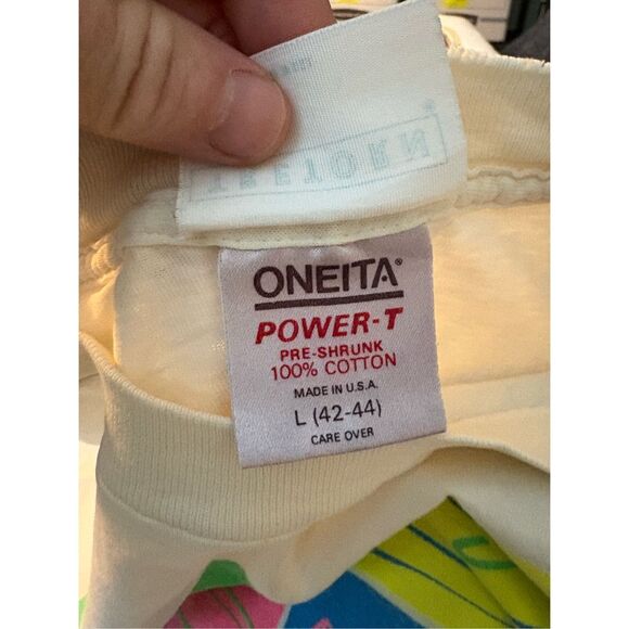 Oneita 80’s Single Stitch Tretorn White T-Shirt. Measures 22” pit to pit - Picture 3 of 10